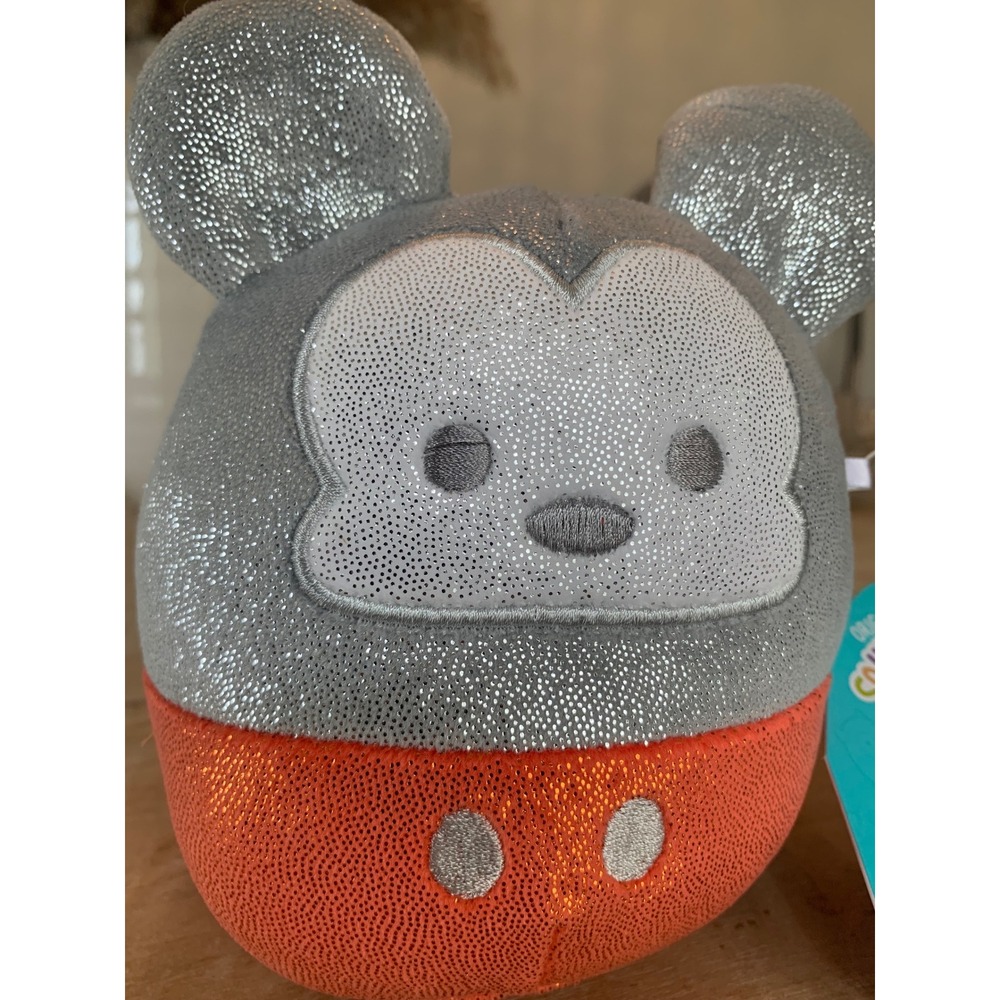 Disney 100‎ Mickey Mouse Squishmallow Silver Red Metallic Plush Kellytoy - Picture 2 of 11